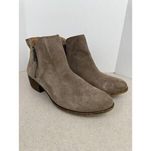Lucky Brand Women’s Ankle Taupe Tan Suede Almond Toe Booties Size‎ 8.5